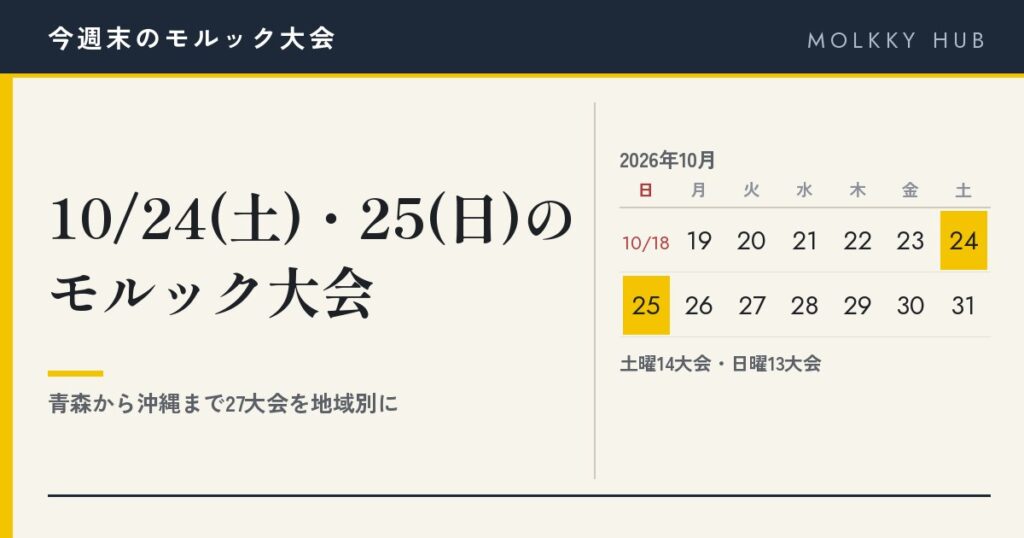 10月24日(土)と25日(日)に黄色の印を付けたカレンダー