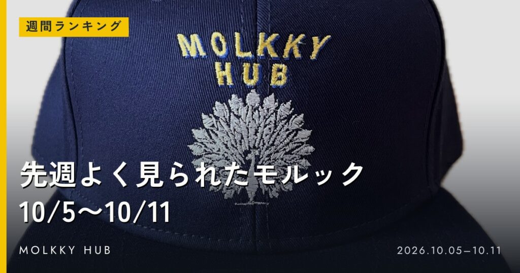 先週よく見られたモルック 10/5〜10/11