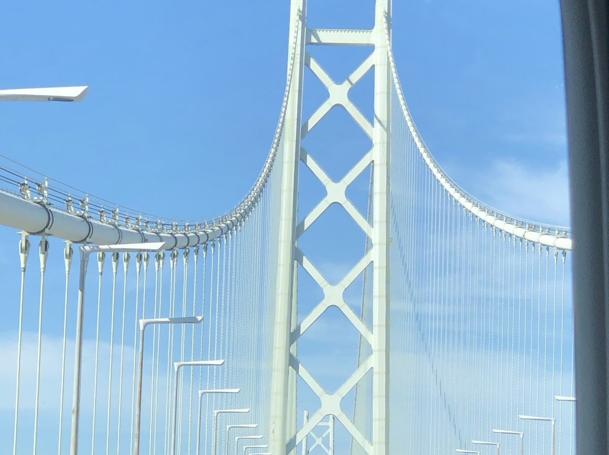 淡路島へ向かう明石海峡大橋